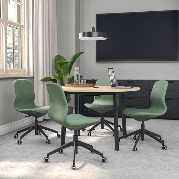 [IKEA/イケア/通販]MITTZON ミッツォーン会議用テーブル, 丸形 バーチ材突き板/ブラック,120x75 cm[ID](19530429) |  | 01
