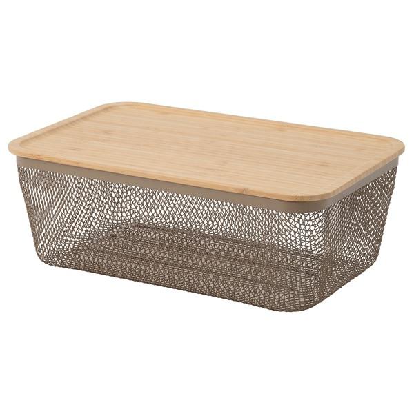 [IKEA/イケア/通販]IKEA 365+食品保存バスケット ふた付き, 長方形 メタル/ライトグレーブラウン 竹,3……[BA](19581503) | 