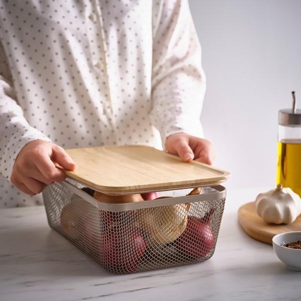 [IKEA/イケア/通販]IKEA 365+食品保存バスケット ふた付き, 長方形 メタル/ライトグレーブラウン 竹,3……[BA](19581503) |  | 01