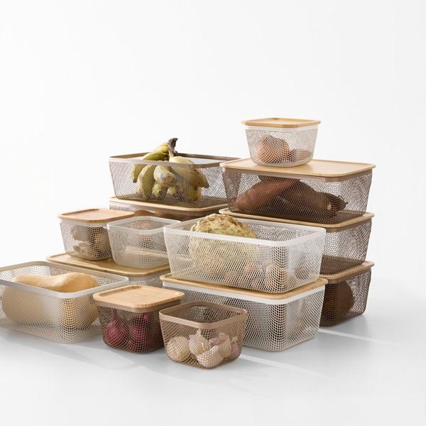 [IKEA/イケア/通販]IKEA 365+食品保存バスケット ふた付き, 長方形 メタル/ライトグレーブラウン 竹,3……[BA](19581503) |  | 05