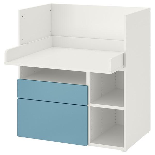 [IKEA/イケア/通販]SMASTAD スモースタード デスク, ホワイト ブルー/引き出し2段付き, 90x79x100 cm[7](19583173) | 
