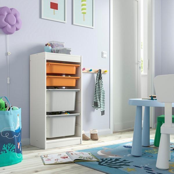 [IKEA/イケア/通販]TROFAST トロファスト収納コンビネーション, ホワイト ライトオレンジ/グレー,46x30x95 cm[5](19584846) |  | 01