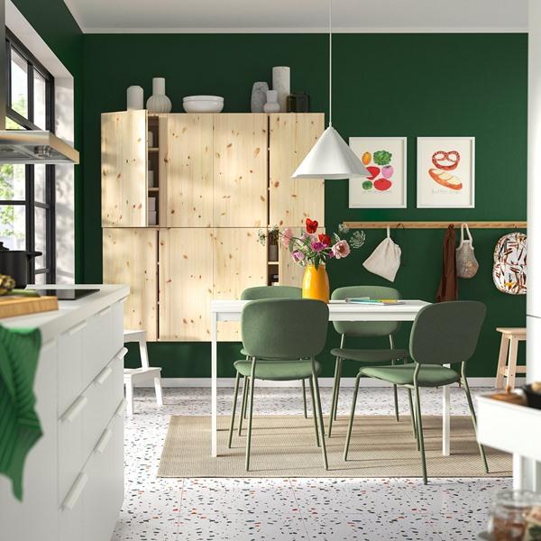 [IKEA/イケア/通販]VIHALS ヴィーハルス / VIHALS ヴィーハルステーブル＆チェア4脚, ホワイト/グリーン……[6](19599503) |  | 01