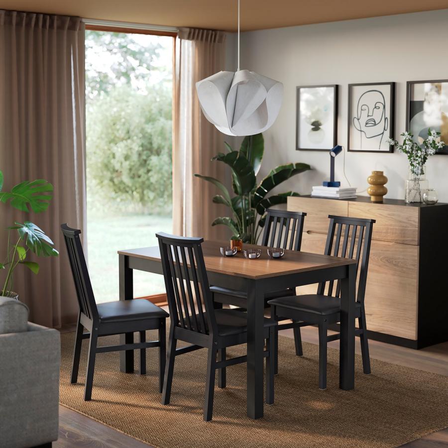 [IKEA/イケア/通販]ALHULT オールフルト / ALHULT オールフルト テーブル＆チェア4脚, ブラック/ブラウン/ボームスタード ブラック ブラック, 120x80 cm[6](1961 | 
