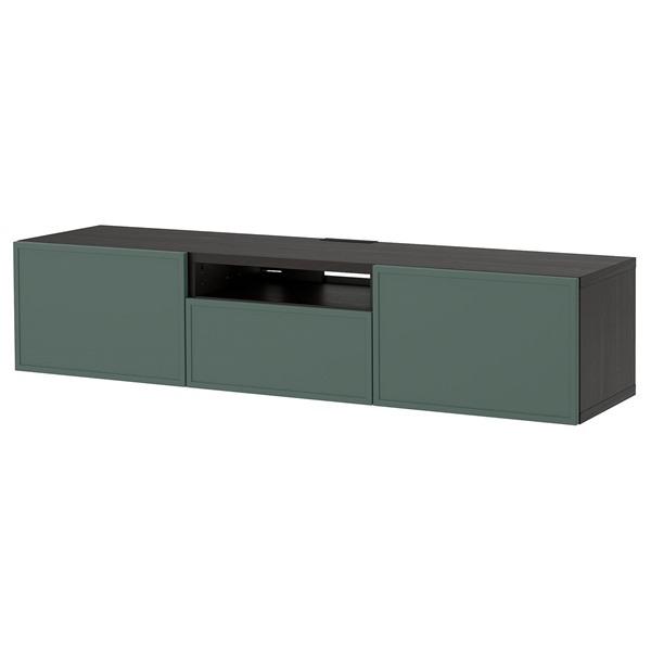 [IKEA/イケア/通販]BESTA ベストーテレビ台, ブラックブラウン/クルークマカーレ ダークグレーグリ……[12](19612123) | 