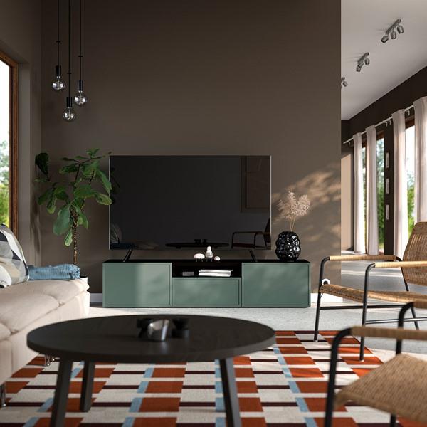 [IKEA/イケア/通販]BESTA ベストーテレビ台, ブラックブラウン/クルークマカーレ ダークグレーグリ……[12](19612123) |  | 06