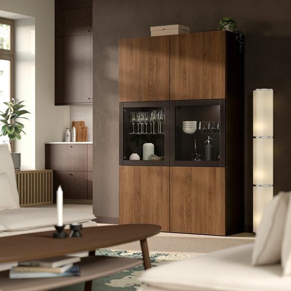 IKEA BESTÅ ベストー ガラス扉 ガラス棚板 脚付き ブラックブラウン IKEA/イケア/通販]BESTA ベストー収納コンビネーション ガラス扉付き