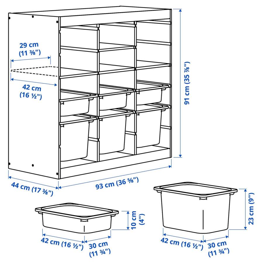 [IKEA/イケア/通販]TROFAST トロファスト 収納コンビネーション, 棚/ボックス付き ルームディバイダ―/ライトホワイトステインパイン ライトブルー, 93x44x91 cm |  | 03