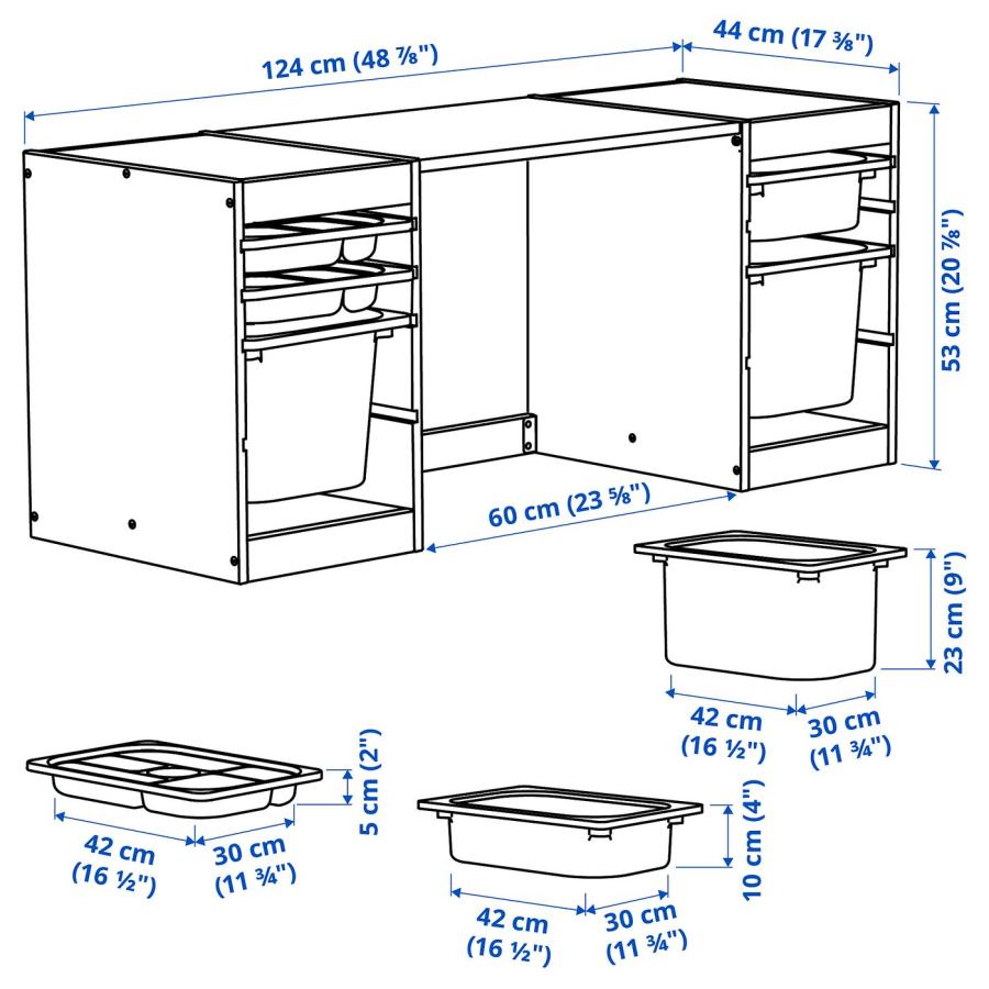 [IKEA/イケア/通販]TROFAST トロファスト デスク 収納ボックス/トレイ付き, ライトホワイトステインパイン/ホワイト レッド, 124x44x53 cm[8](19613919) |  | 05