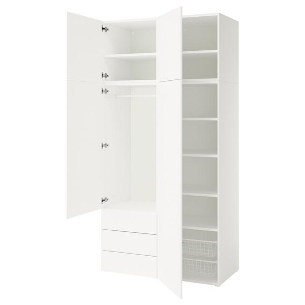[IKEA/イケア/通販]PLATSA プラッツァワードローブ 扉4枚+引き出し×3, ホワイト/フォッネス ホワイト,120x57x241 cm[14](19624913) | 