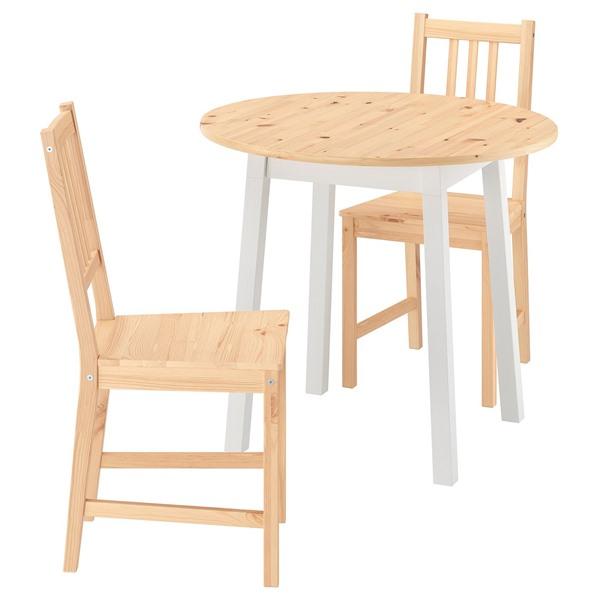 [IKEA/イケア/通販]PINNTORP ピントルプテーブル＆チェア2脚, ライトブラウンステイン ホワイトステイン/ライトブラウンステイン,85 cm[HH](19647962) | 