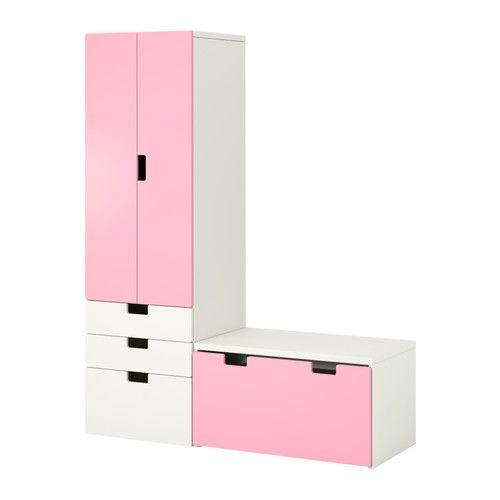 IKEA/イケア STUVA 収納コンビネーション ベンチ付き, ホワイト, ピンク | 