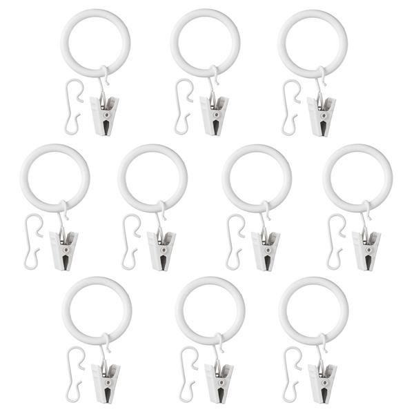 【IKEA/イケア/通販】SYRLIG スィールリグ カーテンリング クリップ＆フック付き, ホワイト,…[A](20224099) | 