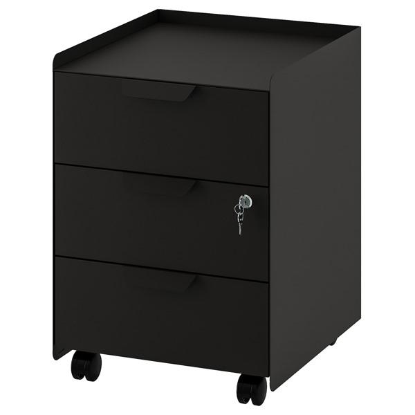 【IKEA/イケア/通販】TROTTEN トロッテン 引き出しユニット（引き出し×3） キャスター付き, チャコール…[D](20485096) | 