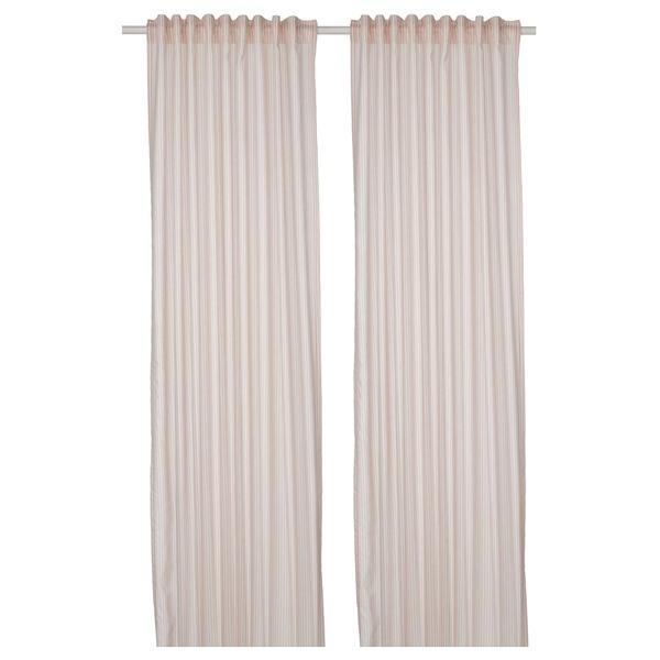 【IKEA/イケア/通販】BYMOTT ビモット カーテン1組, ホワイト/ベージュ ストライプ[A](20509969) | 