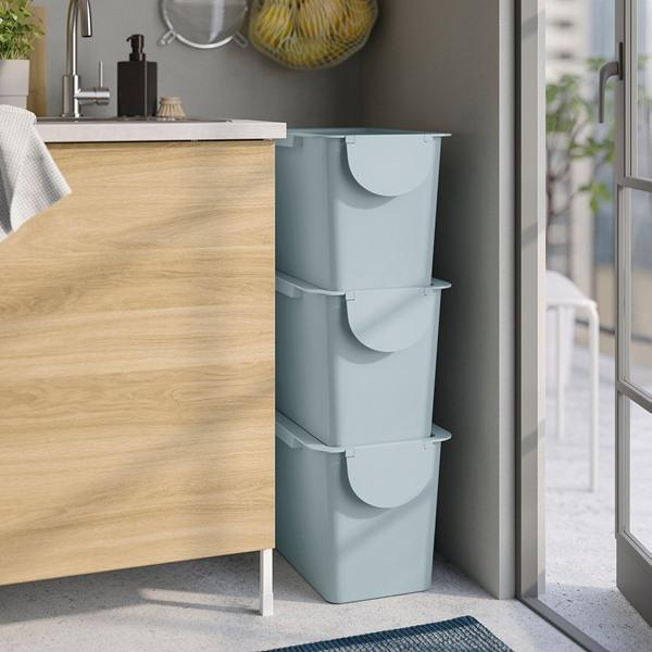 [IKEA/イケア/通販]TROSKNING トロスクニングふた付き容器, ライトグレーブルー,25 l[CD](20592256) |  | 07