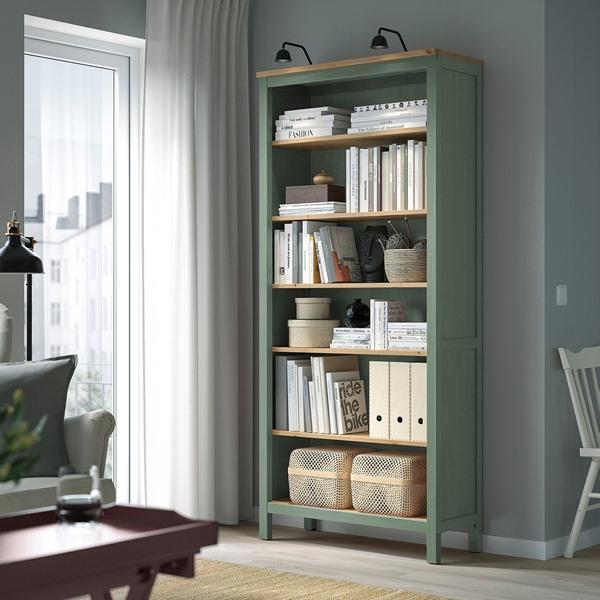 [IKEA/イケア/通販]HEMNES ヘムネス本棚, グレーグリーン/ライトブラウンステイン,90x197 cm[EK](20596160) |  | 01