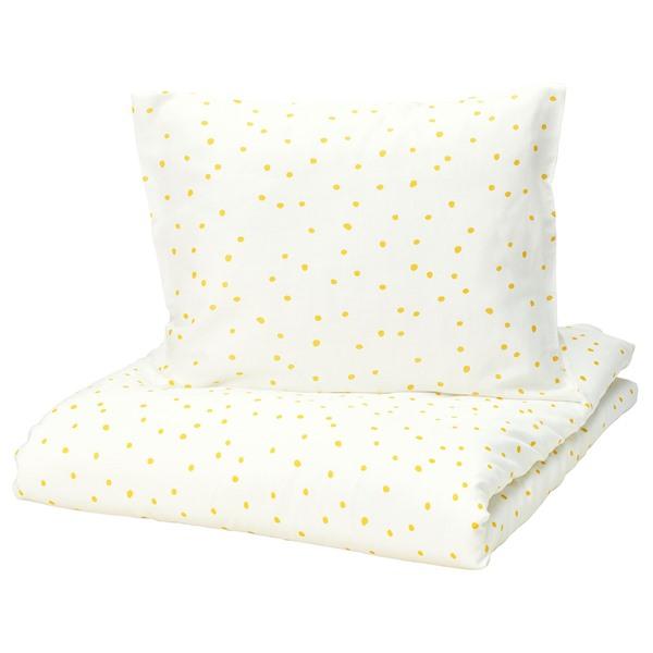 [IKEA/イケア/通販]BARNDROM バーンドローム掛け布団カバー＆枕カバー, ホワイト イエロー/水玉模様,1……[A](20623540) | 