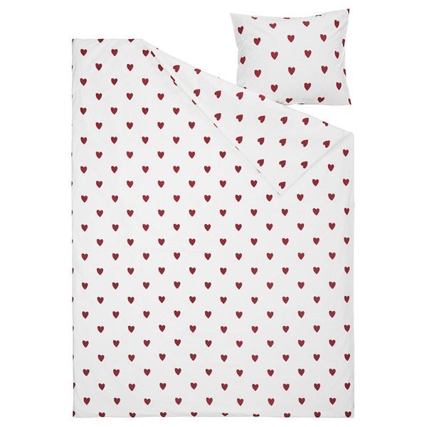 [IKEA/イケア/通販]BARNDROM バーンドローム掛け布団カバー＆枕カバー, ハート模様/ホワイト レッド,1……[A](20623620) |  | 01