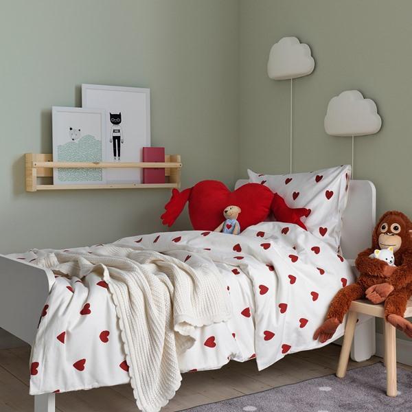 [IKEA/イケア/通販]BARNDROM バーンドローム掛け布団カバー＆枕カバー, ハート模様/ホワイト レッド,1……[A](20623620) |  | 02