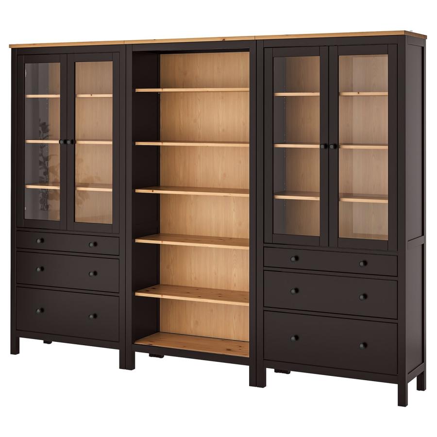 [IKEA/イケア/通販]HEMNES ヘムネス 収納コンビネーション 扉/引き出し付き, ブラックブラウン/ライトブラウン, 270x198 cm[6](29336568) | 