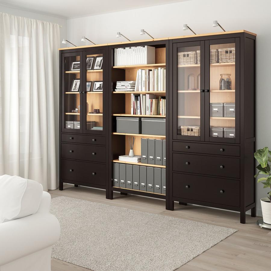 [IKEA/イケア/通販]HEMNES ヘムネス 収納コンビネーション 扉/引き出し付き, ブラックブラウン/ライトブラウン, 270x198 cm[6](29336568) |  | 01