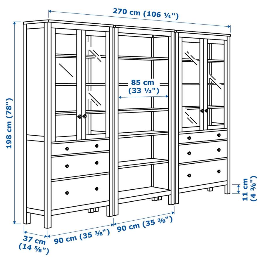 [IKEA/イケア/通販]HEMNES ヘムネス 収納コンビネーション 扉/引き出し付き, ブラックブラウン/ライトブラウン, 270x198 cm[6](29336568) |  | 02