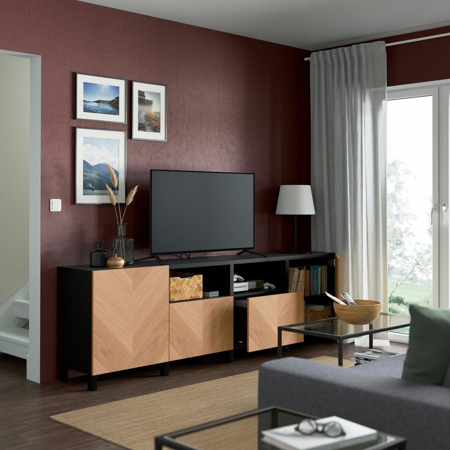 【IKEA/イケア/通販】BESTA ベストー テレビ台 扉&引き出し付き, ブラックブラウン/ヘデヴィーケン/ストゥッバルプ オーク材突き板,…[22](29432579) |  | 01