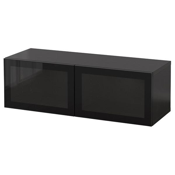 [IKEA/イケア/通販]BESTA ベストー 壁取り付け式キャビネットコンビネーション, ブラックブラウン/グラスヴィーク ブラック, 120x42x38 cm[7](29441908) | 