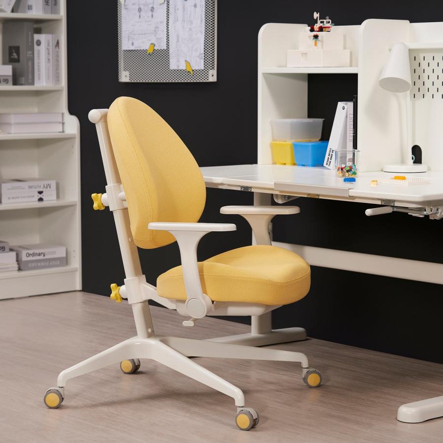[IKEA/イケア/通販]BERGLARKA ベリレルカ / GUNRIK グンリーク デスク＆アームレスト付きチェア, ホワイト/イエロー, 120x70 cm[3](29488934) |  | 01
