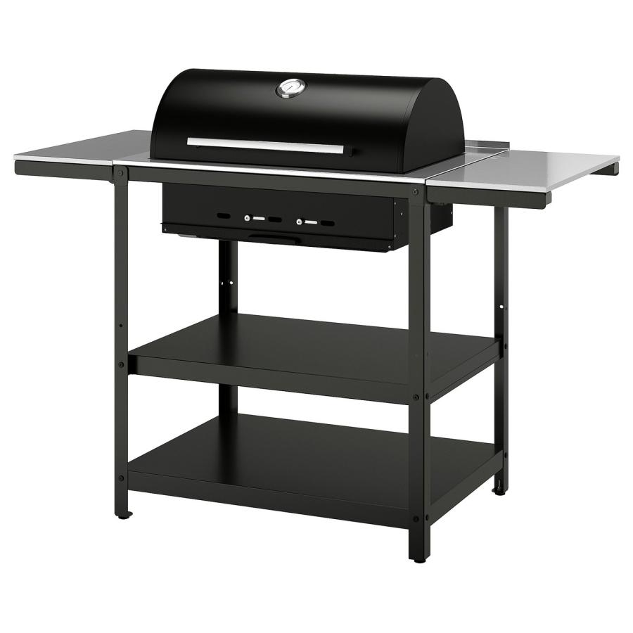 [IKEA/イケア/通販]GRILLSKAR グリルシェール 炭火焼きバーベキューグリル サイドテーブル2点付き, ステンレススチール/屋外用, 99/123/147x61 cm[3](29504651) | 
