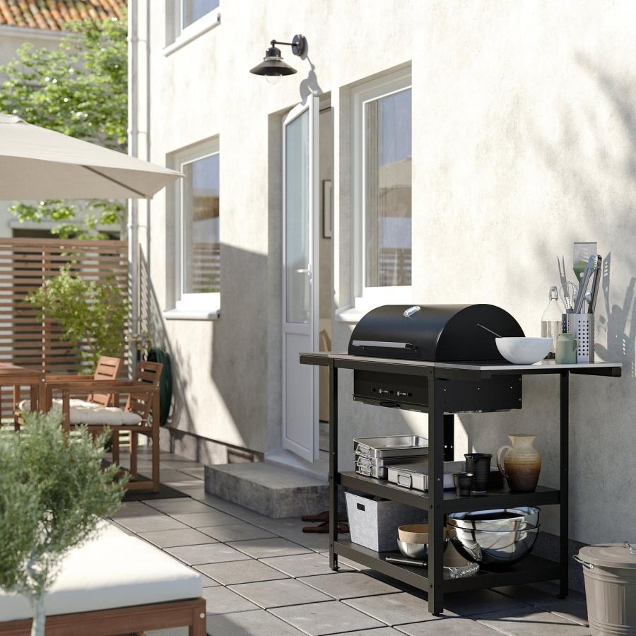 [IKEA/イケア/通販]GRILLSKAR グリルシェール 炭火焼きバーベキューグリル サイドテーブル2点付き, ステンレススチール/屋外用, 99/123/147x61 cm[3](29504651) |  | 01