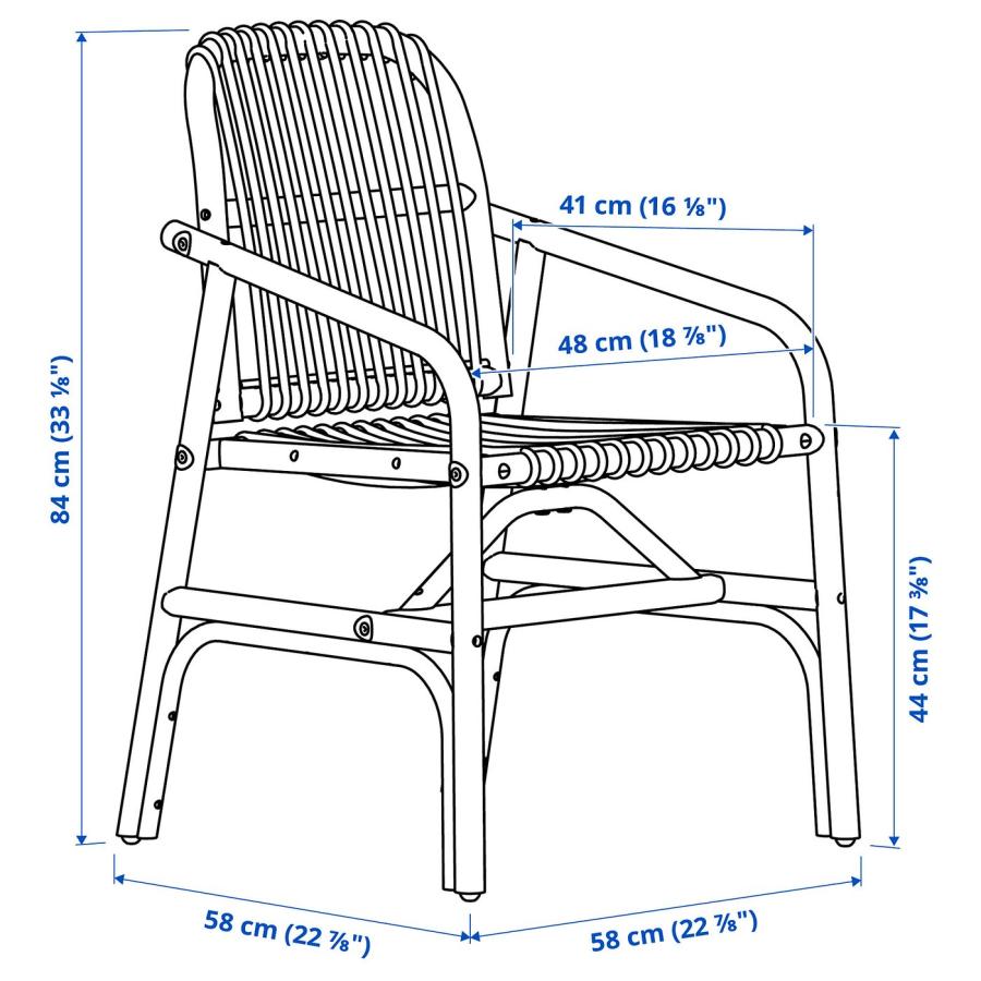 [IKEA/イケア/通販]LISABO リーサボー / SALNO サールノー テーブル＆アームレスト付きチェア 4脚, ブラック 籐/グランセル ナチュラル, 140x78 cm[9](29564616) |  | 08