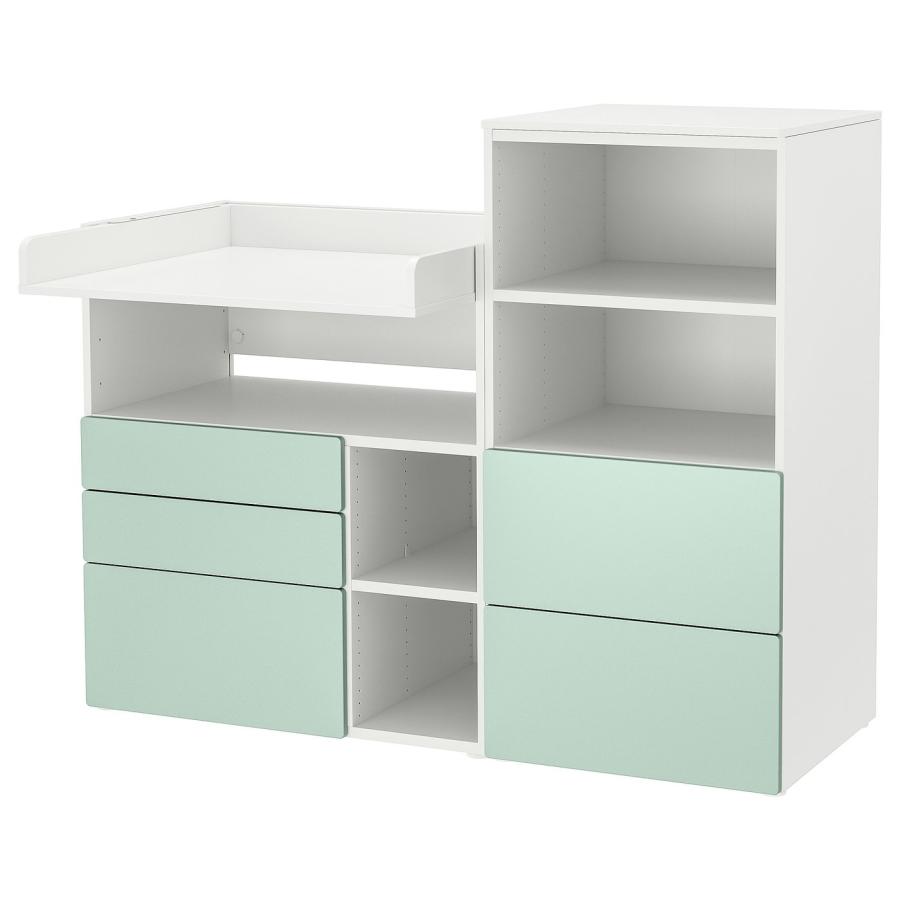[IKEA/イケア/通販]SMASTAD スモースタード / PLATSA プラッツァ おむつ替え台, ホワイト ライトグリーン/本棚付き, 150x79x123 cm[17](29583238) | 