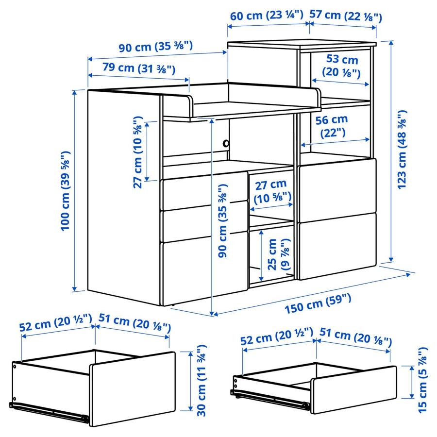 [IKEA/イケア/通販]SMASTAD スモースタード / PLATSA プラッツァ おむつ替え台, ホワイト ライトグリーン/本棚付き, 150x79x123 cm[17](29583238) |  | 03