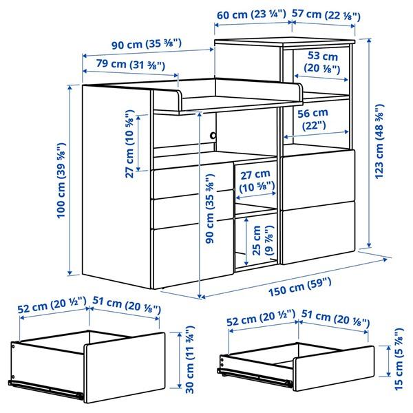 [IKEA/イケア/通販]SMASTAD スモースタード / PLATSA プラッツァおむつ替え台, ホワイト ホワイト/本棚付き,150x79x123 cm[9](29583511) |  | 02
