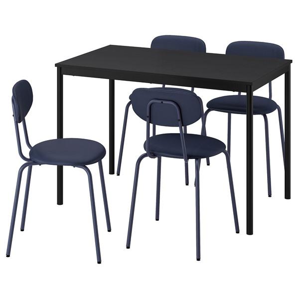 [IKEA/イケア/通販]SANDSBERG サンドスベリ テーブル＆チェア4脚, ブラック ブラック/レマルン ダークブルー ダークブルー, 110x67 cm[6](29608795) | 