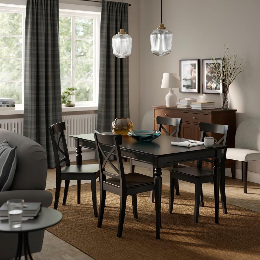 [IKEA/イケア/通販]ROSENTORP ローセントルプ / ROSENTORP ローセントルプ テーブル＆チェア4脚, ブラック/ブラック, 155/215x87 cm[6](29611689) |  | 01