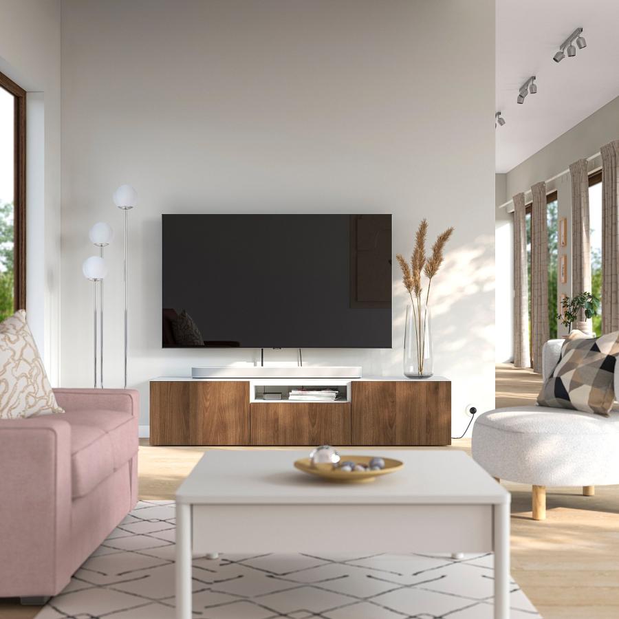 [IKEA/イケア/通販]BESTA ベストー テレビ台， ホワイト/ラップヴィーケン ウォールナット調， 180x42x39 cm[12](29612146)_1
