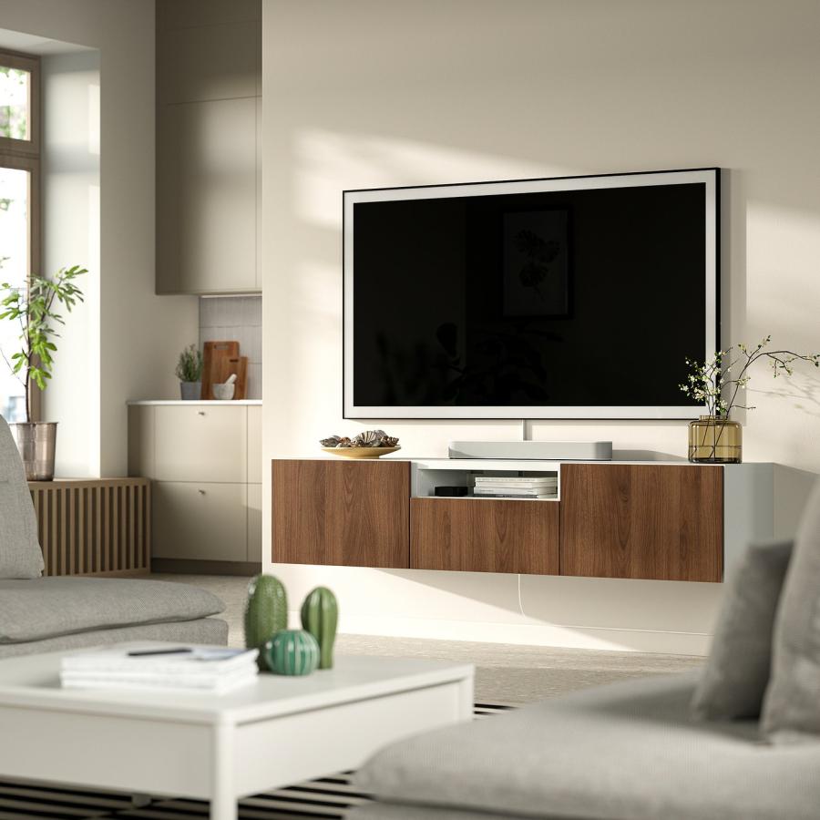 [IKEA/イケア/通販]BESTA ベストー テレビ台， ホワイト/ラップヴィーケン ウォールナット調， 180x42x39 cm[12](29612146)_2