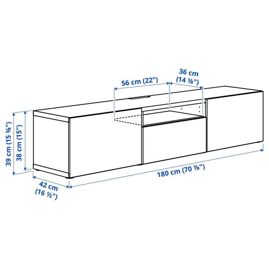 [IKEA/イケア/通販]BESTA ベストー テレビ台， ホワイト/ラップヴィーケン ウォールナット調， 180x42x39 cm[12](29612146)_3