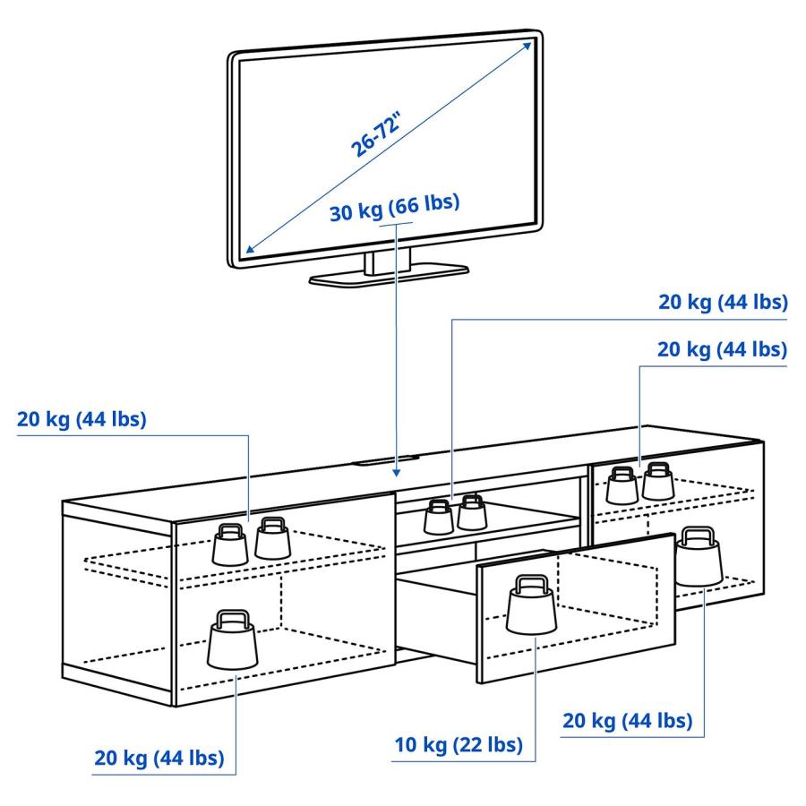 [IKEA/イケア/通販]BESTA ベストー テレビ台， ホワイト/ラップヴィーケン ウォールナット調， 180x42x39 cm[12](29612146)_4