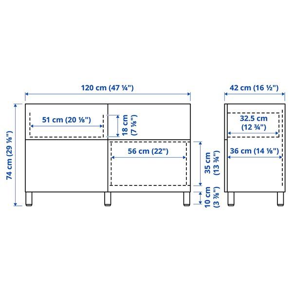 [IKEA/イケア/通販]BESTA ベストー収納コンビネーション 扉/引き出し付き, ブラックブラウン ラップヴィーケン/ストゥッバルプ/ブラウン ウォールナット調,120x4 |  | 03