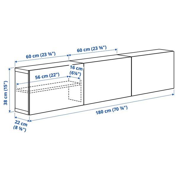 [IKEA/イケア/通販]BESTA ベストー 壁取り付け式キャビネットコンビネーション, ホワイト ブラウン/ビョルケヴィーケン ステインオーク材突き板, 180x22x38 cm[1 |  | 03