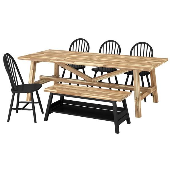 [IKEA/イケア/通販]SKOGSTA スコグスタ / SKOGSTA スコグスタテーブル＋チェア4＋ベンチ, アカシア材/ブラック アカシア/ブラック,235x100 cm[3](29612641) | 