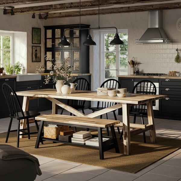 [IKEA/イケア/通販]SKOGSTA スコグスタ / SKOGSTA スコグスタテーブル＋チェア4＋ベンチ, アカシア材/ブラック アカシア/ブラック,235x100 cm[3](29612641) |  | 01