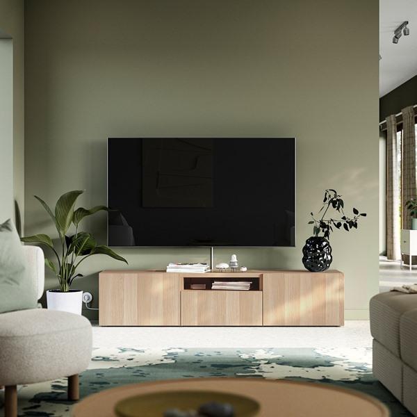 [IKEA/イケア/通販]BESTA ベストーテレビ台, ホワイトステインオーク調/ラップヴィーケン ホワイトステインオーク調,180x42x39 cm[7](29622937) |  | 02