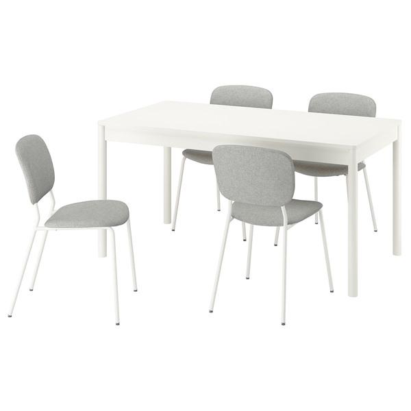 [IKEA/イケア/通販]TONSTAD トンスタード / VIHALS ヴィーハルス テーブル＆チェア4脚, オフホワイト/ホワイト ティッブレビ ベージュ/グレー, 150x80 cm[6](296 | 