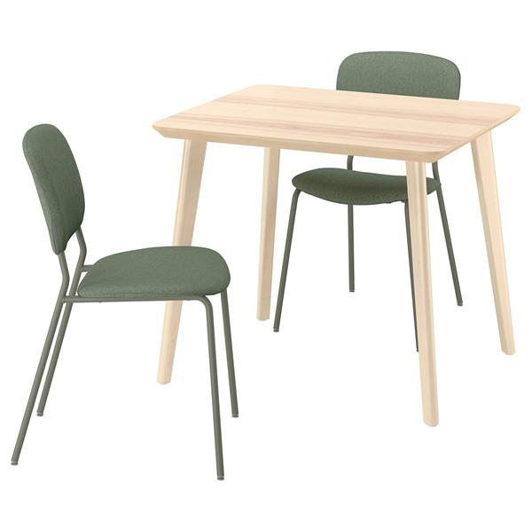[IKEA/イケア/通販]LISABO リーサボー / VIHALS ヴィーハルス テーブル＆チェア2脚, アッシュ材突き板/グリーン ティッブレビ グレーグリーン, 88 cm[3](2963420 | 