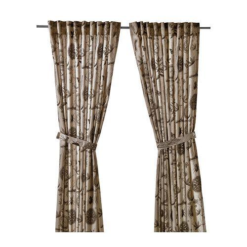 IKEA/イケア BLAVINGE カーテン タッセル付き 1組, ベージュ, ダークブラウン | 